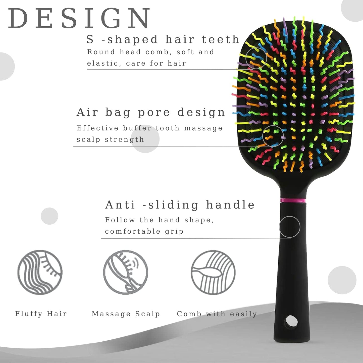 AISHIKEKE  EudoUS 1000RB Rainbow Paddle Mane and Tail Brush Detangler Plastic Forky Comb for Horses