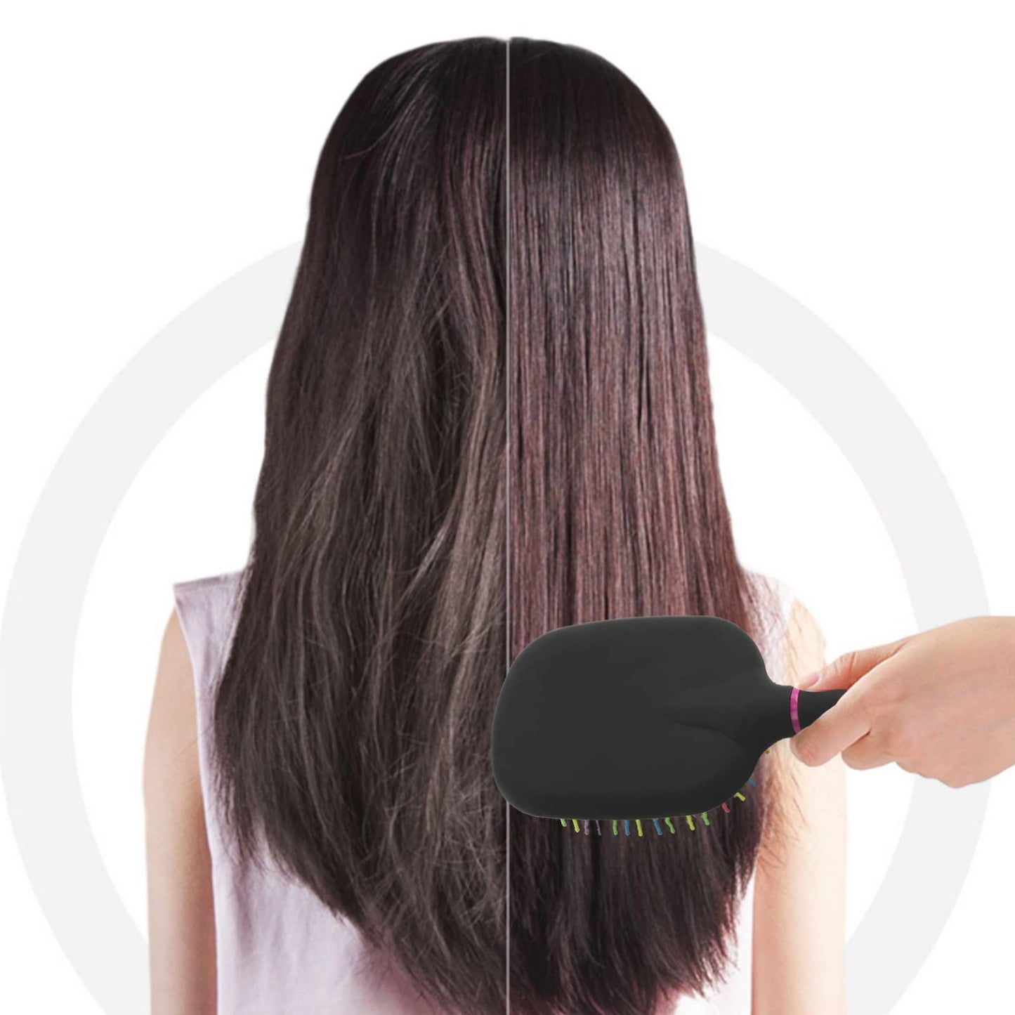 AISHIKEKE  EudoUS 1000RB Rainbow Paddle Mane and Tail Brush Detangler Plastic Forky Comb for Horses