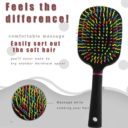 AISHIKEKE  EudoUS 1000RB Rainbow Paddle Mane and Tail Brush Detangler Plastic Forky Comb for Horses
